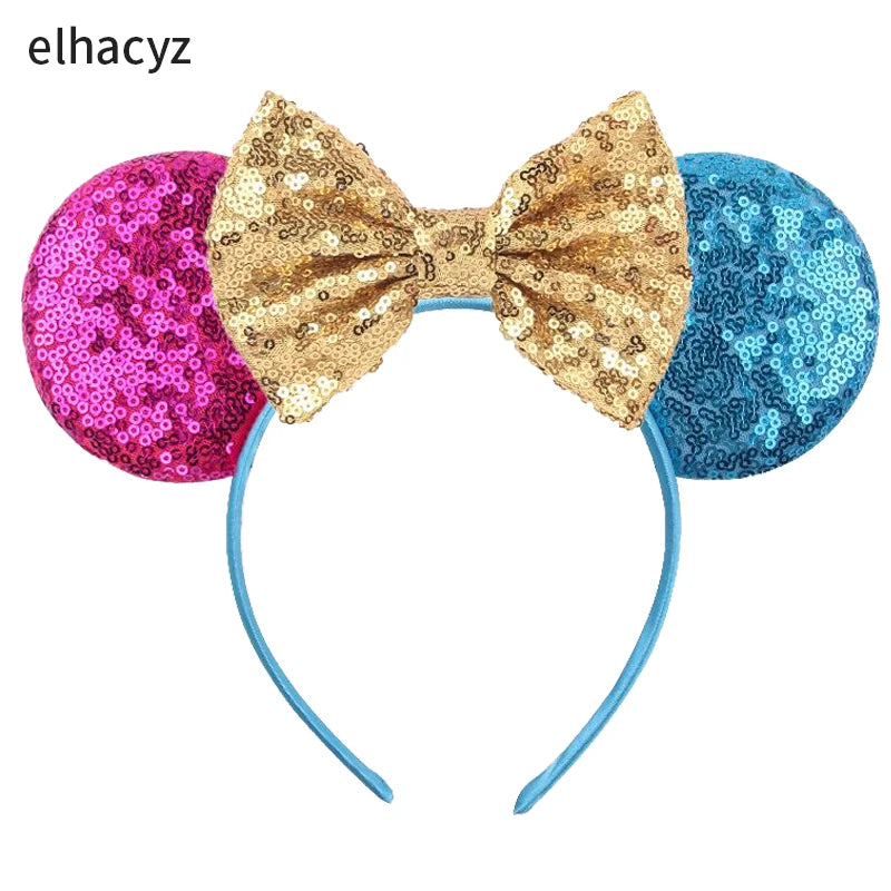Embroidered Sequin Ears Bow Headband for Women & Girls
