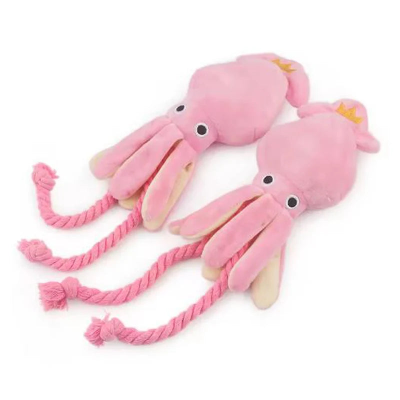 Cotton Rope Octopus Dog Toy Interactive Sound Chew Toy for Pets