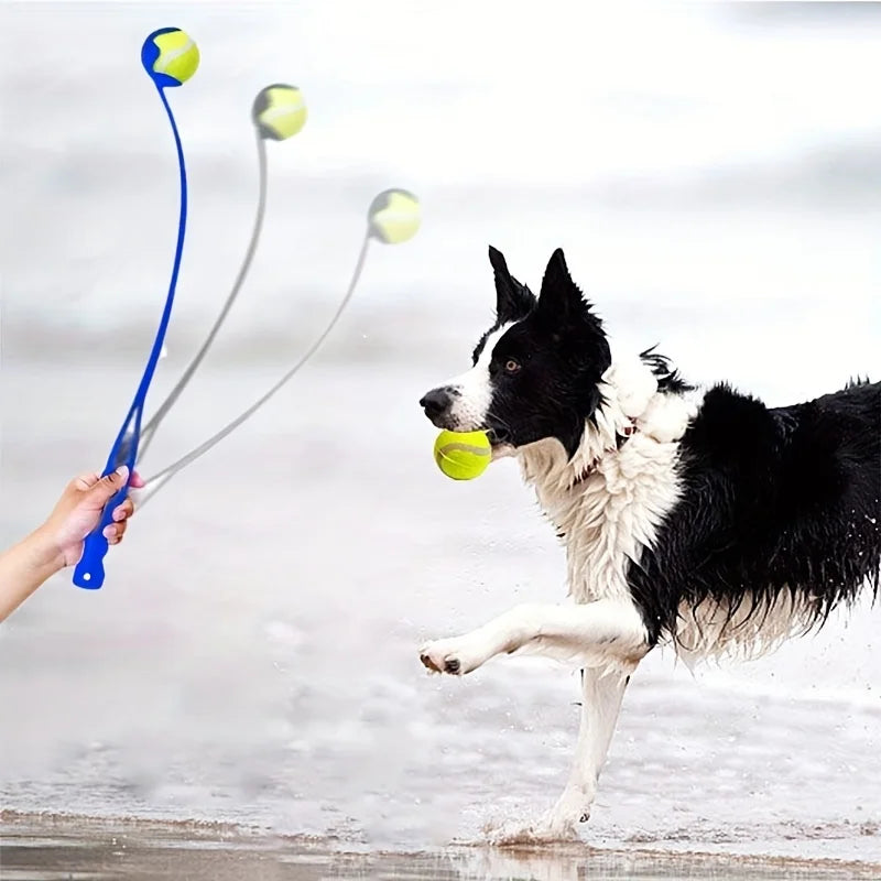 Pet Tennis Ball Launcher Stick - Interactive Outdoor Dog Training Toy, Durable Ball Thrower for Canine Exercise and Play Trainin