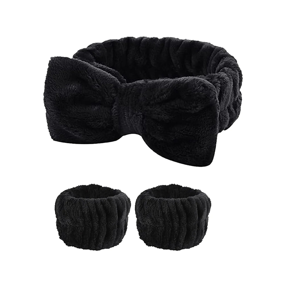 Coral Fleece Face Wash Headband & Absorbent Wristband Set