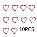 10PCS Heart Shaped Aluminum Carabiner Keychain Clips for Everyday Use
