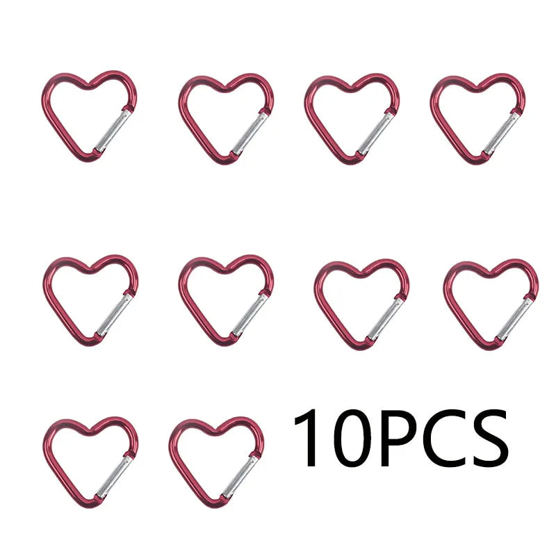 10PCS Heart Shaped Aluminum Carabiner Keychain Clips for Everyday Use