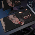 40x90cm Gaming Samurai Oni Mouse Pad Japan Mask Girl Deskmat Large Gamer Professional Premium Mousepad Speed Control Accessories