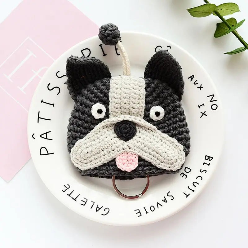 Cartoon Dog Key Case Handwoven Key Organizer Pouch