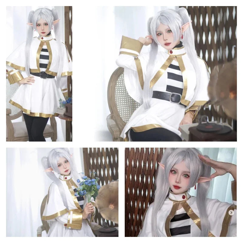 Frieren Beyond Journey's End Cosplay Costume Anime Magician Dress Elf Ear Halloween Party Charistmas for Women Girls