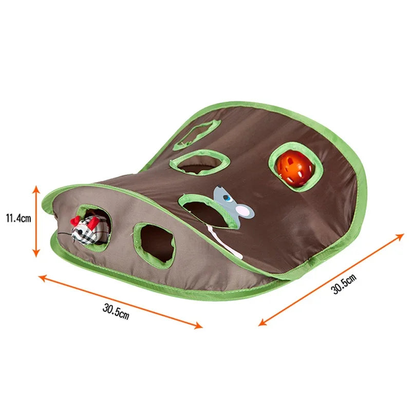 Cat Mice Game Intelligence Toy Bell Tent With 9 Hole Cats Playing Tunnel Foldable Mouse Hunt Toys Keeps Kitten Random style