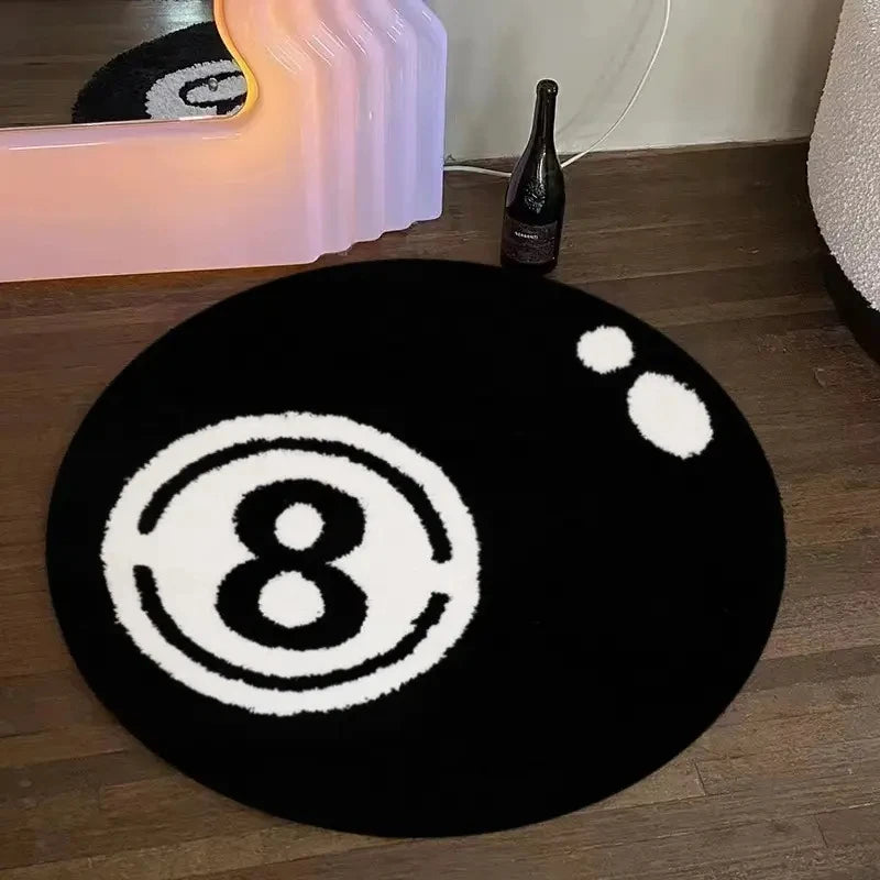 VIKAMA Black 8-Piece Billiards Carpet - Soft Fuzzy Living Room Floor Mat - Bedside Rug For Bedroom - Ideal For Soft Home Decor
