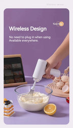 Wireless Electric Food Mixer – 3-Speed Portable Egg Beater & Frother