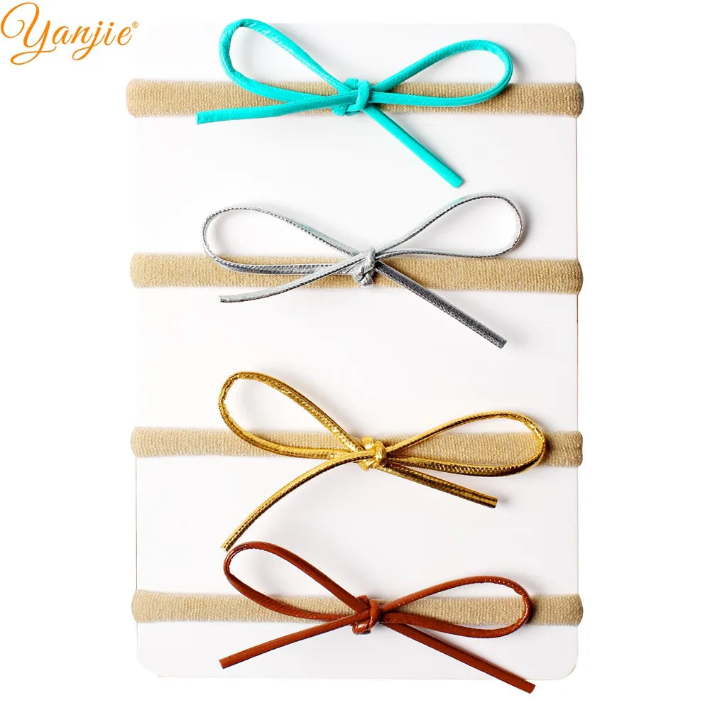 Classical Suede Bow Baby Nylon Headband for Girls
