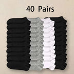 Summer Spring Unisex Solid Color Ankle Socks 10/20/40 Pairs Soft Lightweight No Show Sports Socks for Men Women Bulk Value Pack
