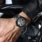 Original Wheel Rotating Men Watches Black Fashion Stainless Steel Strap Sports Man Clock 3Bar Quartz Movement Top Watch for Men
