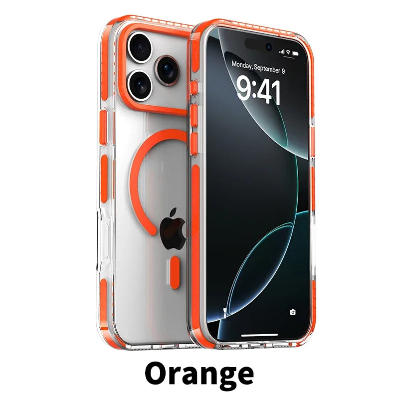 Luxury Magnetic Colorful Border Case for iPhone 18 17 16 15 14 Plus 13 12 Pro Max For Magsafe Wireless Charge Shockproof Cover