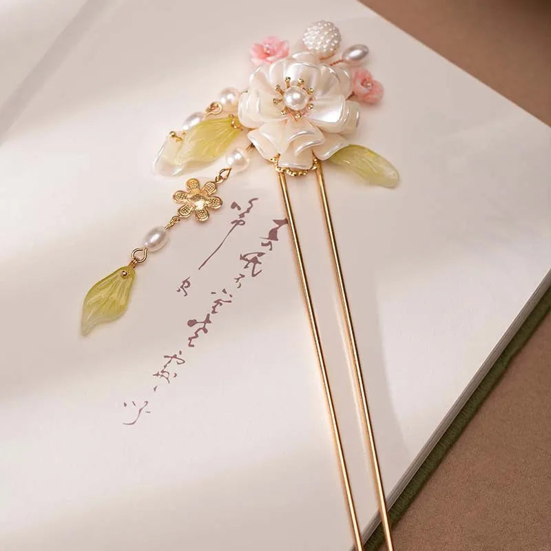 Chinese Hanfu Hair Stick Hairpin Earrings Hair Accessories Set Long Fringed Vintage Hairpin Flower Handmade Wedding Hair Jewelry