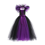 Children Cosplay Apparel for Halloween 2025 Maleficent Costume Tutu Dress Girl Evil Queen Disguise Witch Gown Villain Costume