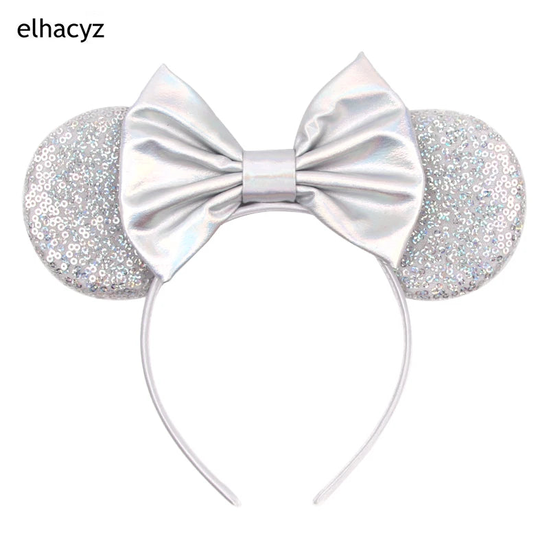 Embroidered Sequin Ears Bow Headband for Women & Girls
