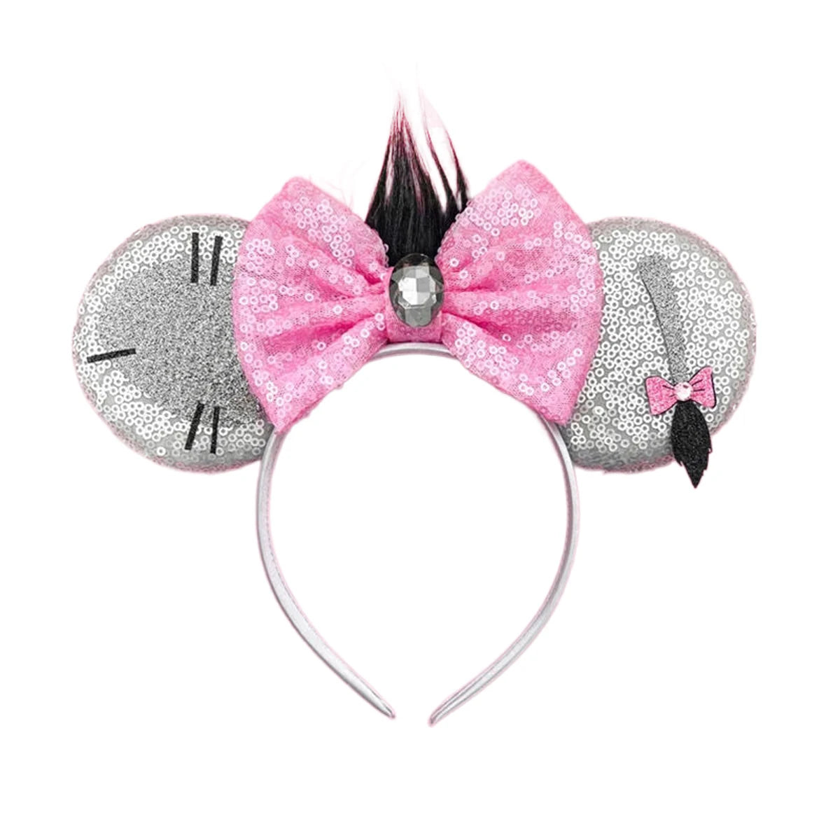 Mouse Ears Sequin Bow Cosplay Headband for Women & Adults