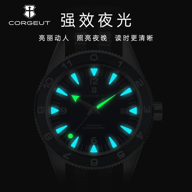 41MM Sapphire Glass 100m Waterproof Japan  Automatic Luminous Mens Watch Nylon Strap