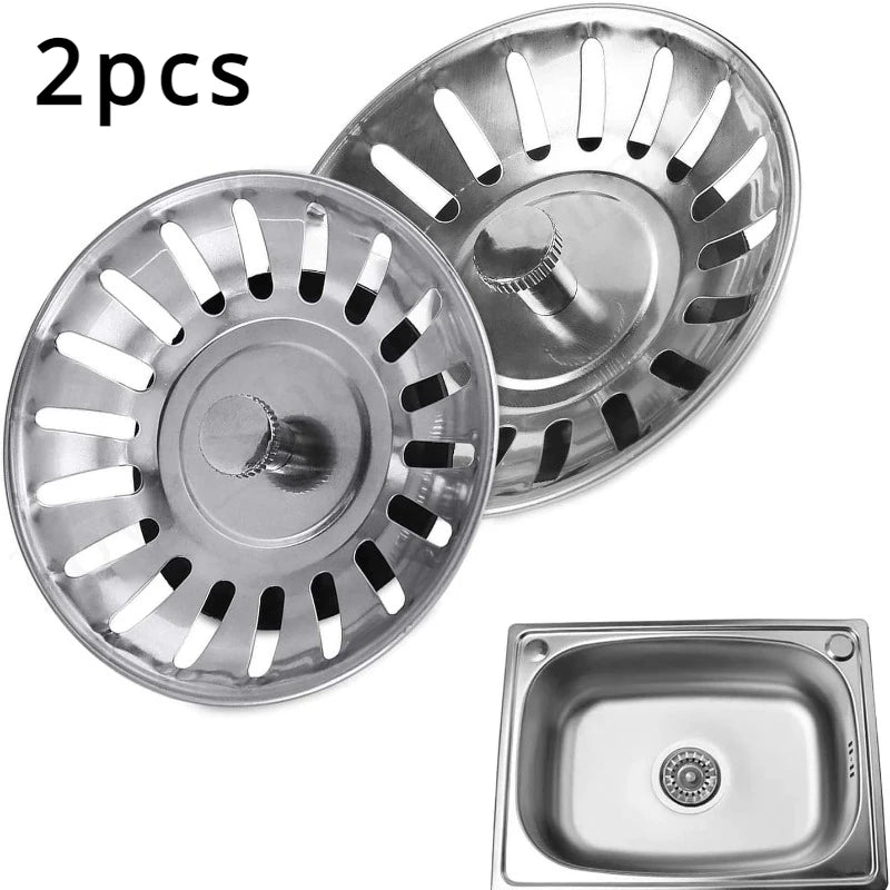 2PCS Kitchen Sink Strainer Stopper – Reusable Drain Filter & Waste Plug Set