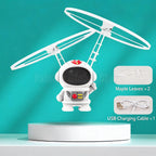 Levitating Luminous Flying Robot Astronaut Toy Aircraft Hand-Controlled Drone Interactive with Lights Outdoor Toys for Kids Gift