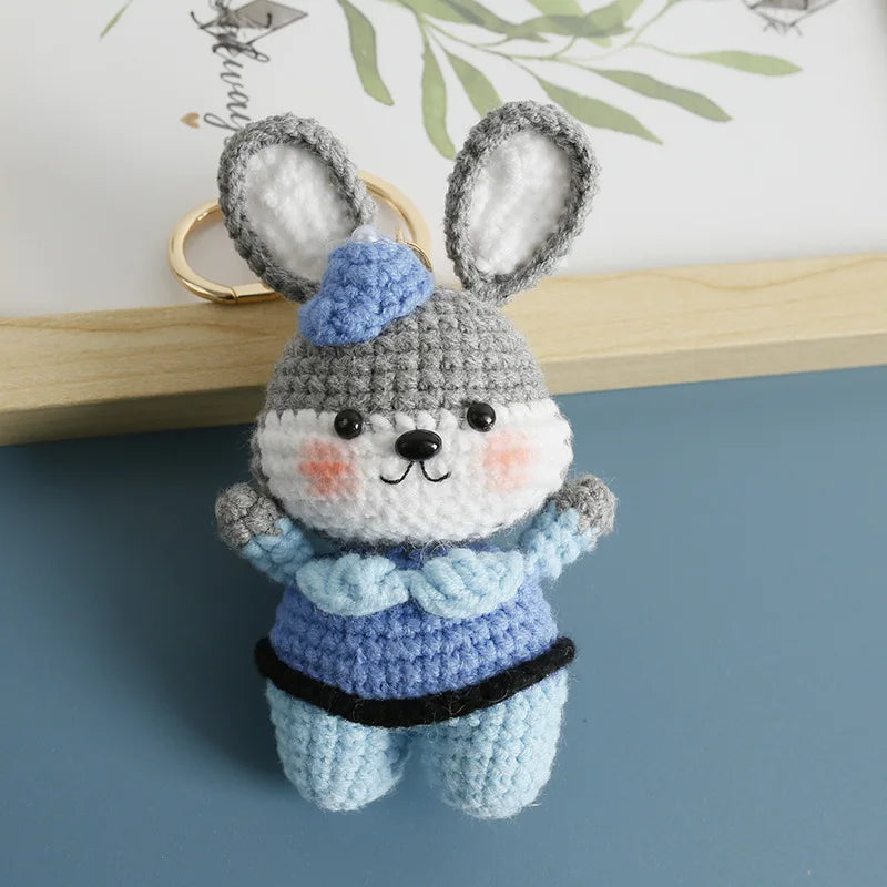 Cute Mushroom Rabbit Crochet Keychain Bunny Bag Charm