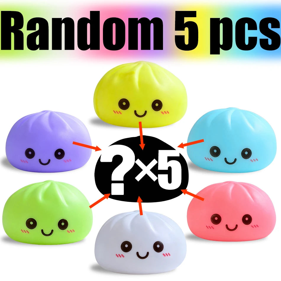 Simulation Dumplin Toy Night Light Soft Dumplings Soft Cute Steamer Birthday Gift Prank Props Colorful Dumping Toy Squishy Gifts