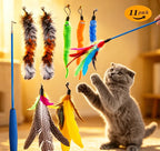 11pcs Replacement Cat Feather Toy Set Feather Replacement Head Retractable Cat Stick Cat Products