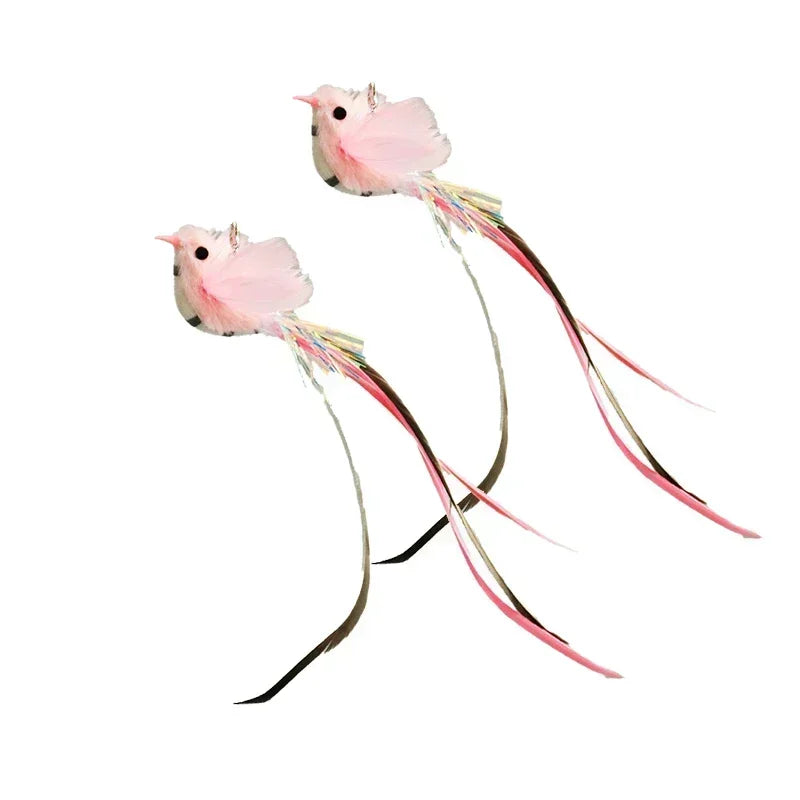 Peacock Bird Cat Teaser Wand for Interactive Hunting and Play