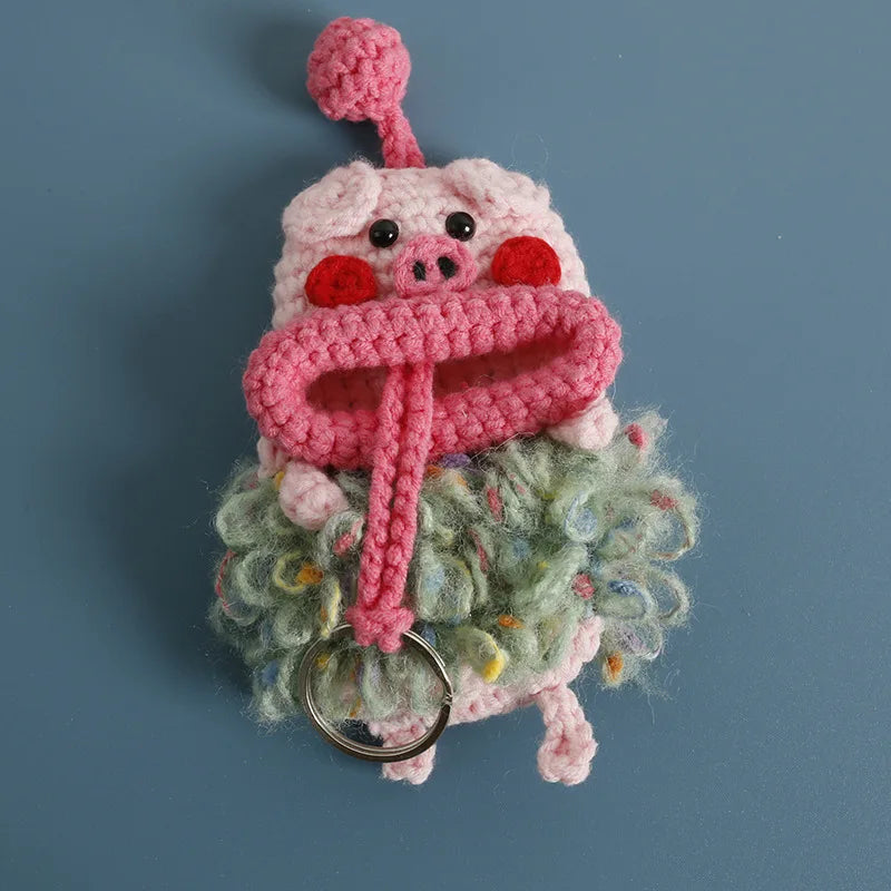 Funny Fruit Sausage Mouth Crochet Keychain Key Holder