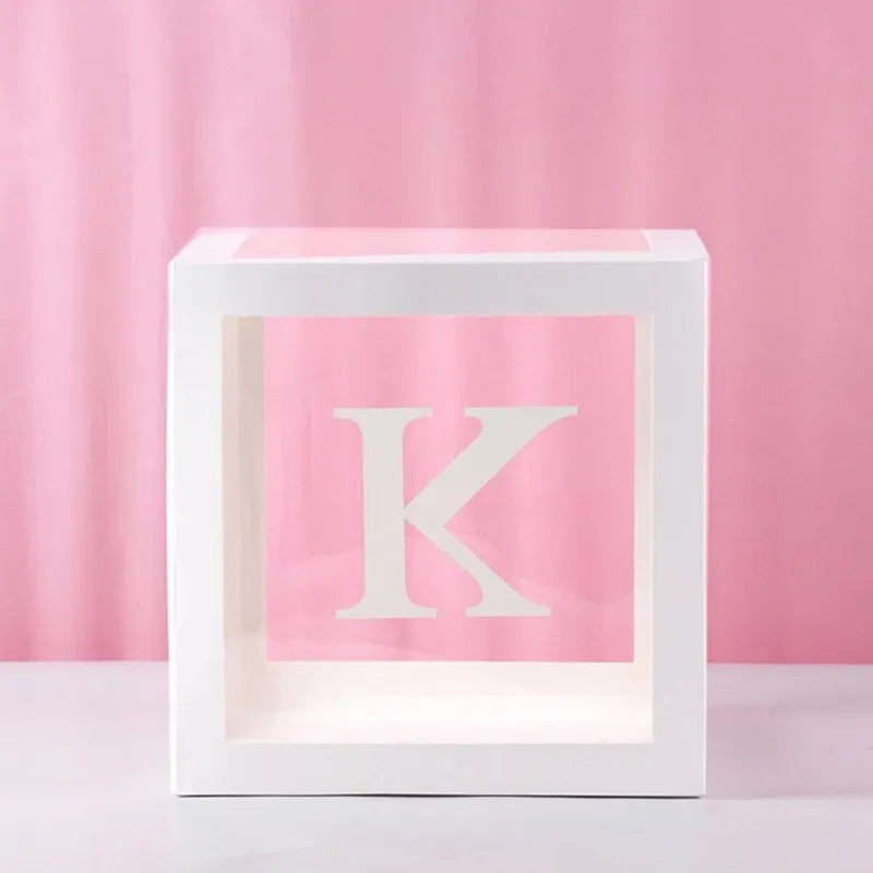 Transparent Letter Balloon Box Baby Shower Decorations Happy Birthday Wedding Decor 1st Birthday Party Supplies Balloon Box