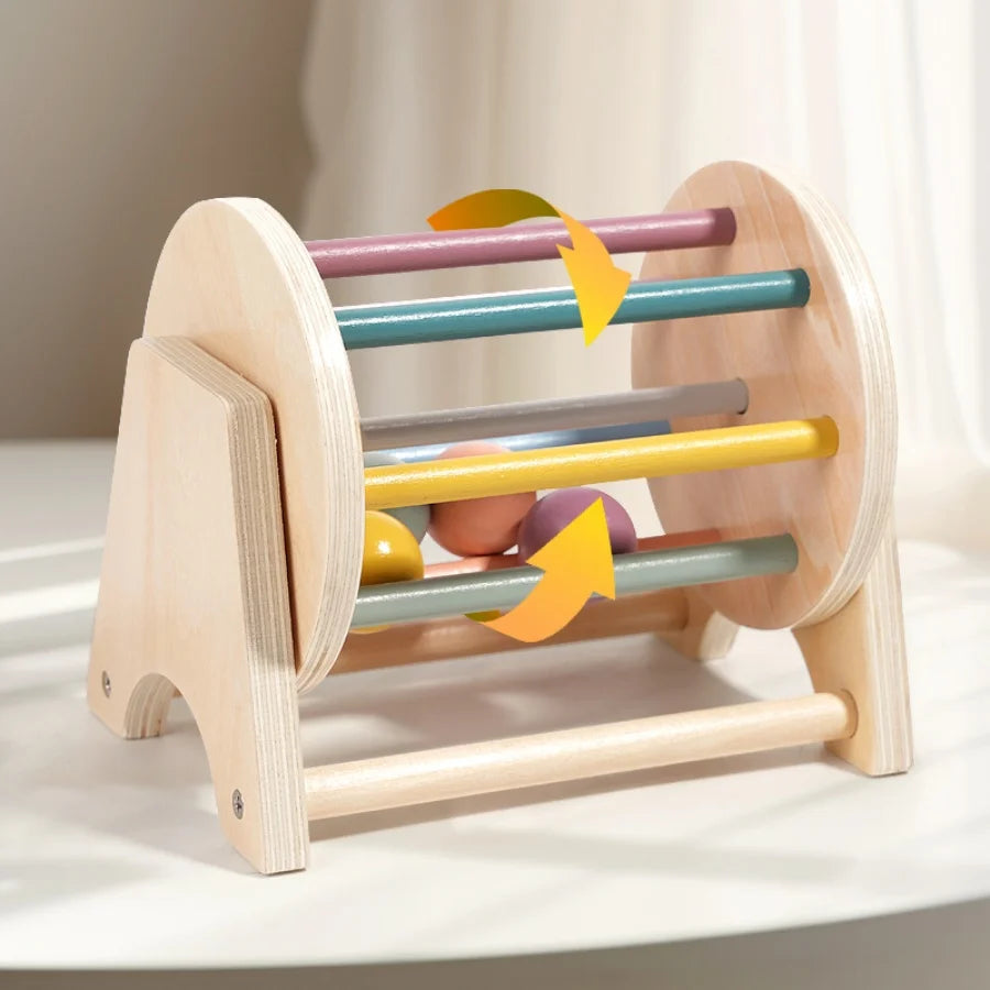 Baby Wooden Hand Bell Rattle Montessori Sensory Grasp & Teething Toy