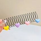 New Cute Colorful Heart Star Bow Pull-out Stretch Metal Hair Comb For Girls Broken Hair Finish Headband Fashion Hair Accessories