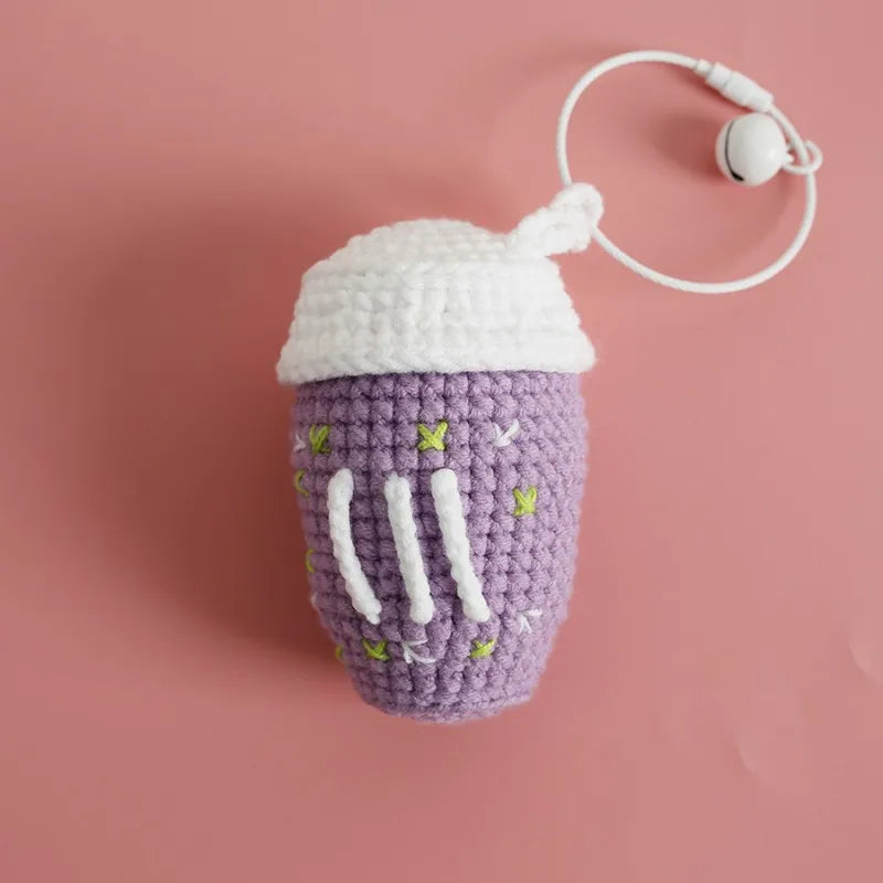 Cute Coffee Cup Crochet Keychain Bag Charm