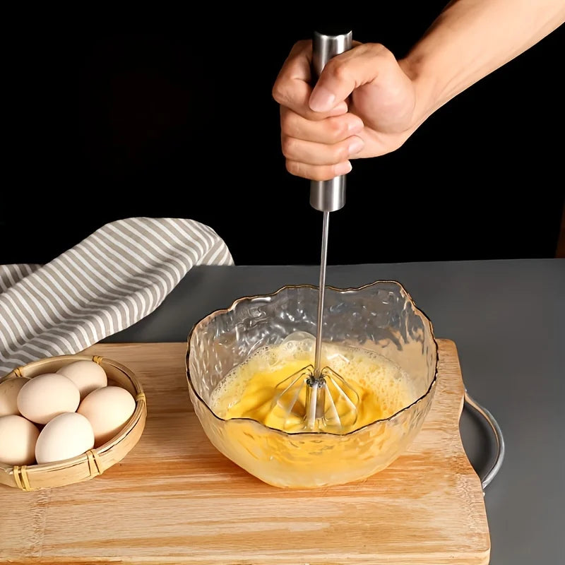 Stainless Steel Semi Automatic Egg Beater – Manual Push Whisk Mixer