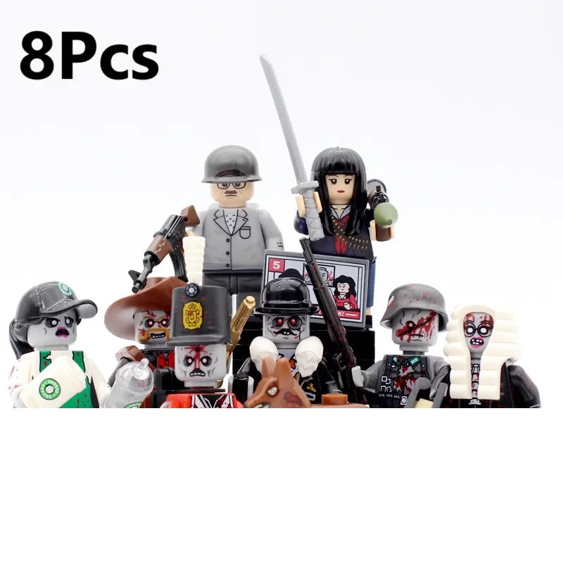 Novel Horrible Movie Halloween Pumpkin Witch Nun Vampire Zombies Building Blocks Mini Action Figure Toys