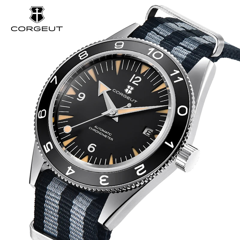 41MM Sapphire Glass 100m Waterproof Japan  Automatic Luminous Mens Watch Nylon Strap