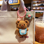 Crochet Bear Backpack Keychain Cartoon Bear Bag Charm