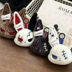 Gothic Bunny Plush Keychain RabbitBag Charm with Bandage Desian Kawaii Key Ring Pendant Car Bag Ornament Gift To