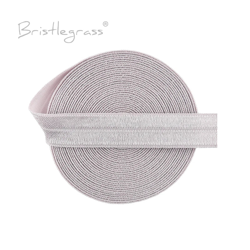 BRISTLEGRASS 2 5 10 Yard 5/8" 15mm Solid FOE Shiny Fold Over Elastic Spandex Satin Band Hair Tie Headband Dress Sewing Lace Trim