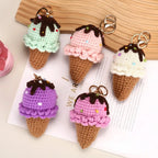 Cute Crochet Ice Cream Keychain Cone Bag Charm