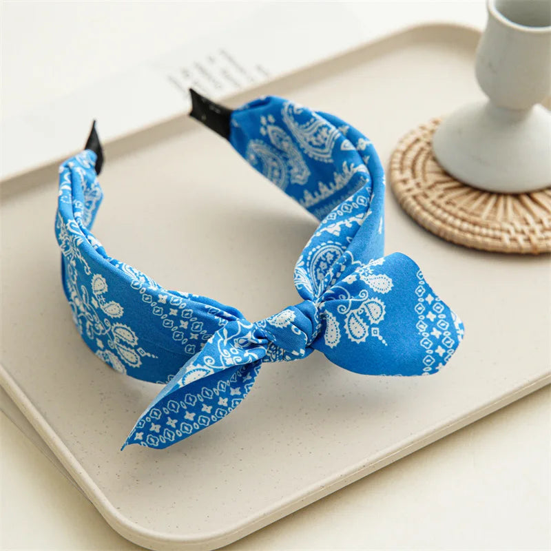 Paisley Bandana Rabbit Ear Headband for Women