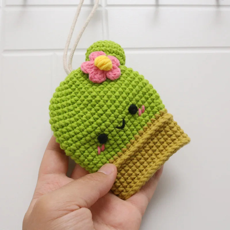 Cute Crochet Cactus Keychain Decorative Bag Charm