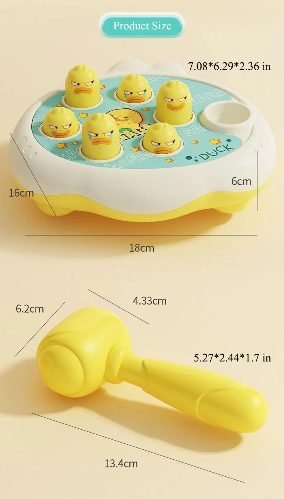 Montessori Duck Frog Pig Hammer Puzzle Toy for Toddlers