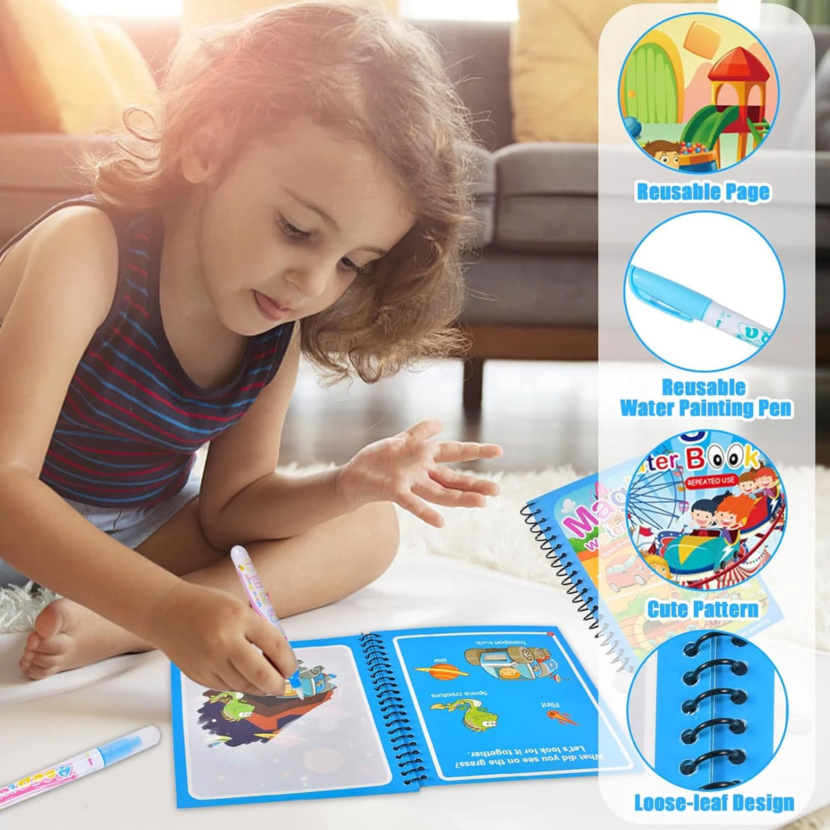 Magic Water Drawing Book – Reusable Mess-Free Painting Toy