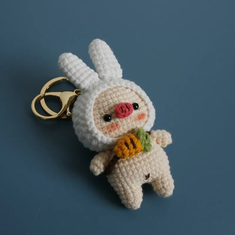 Cute Rabbit Crochet Keychain Handmade Bunny Bag Charm