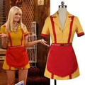 Girls Custom Broke Made 2 Costume Halloween Outfit Max Black Caroline Wesbox Channing Cosplay Suit 2 Broke Girls Apron Dress