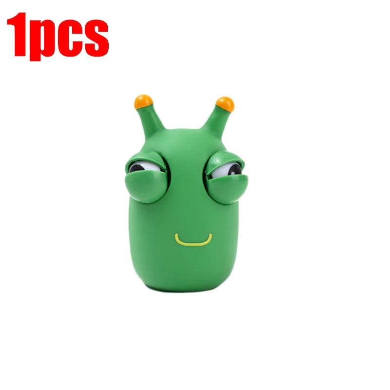 1/3 PCS Novelty Green Worm Squeeze Toys Eye Fidget Sensory Stress Relief Toys for Kids & Adults Birthday Gifts