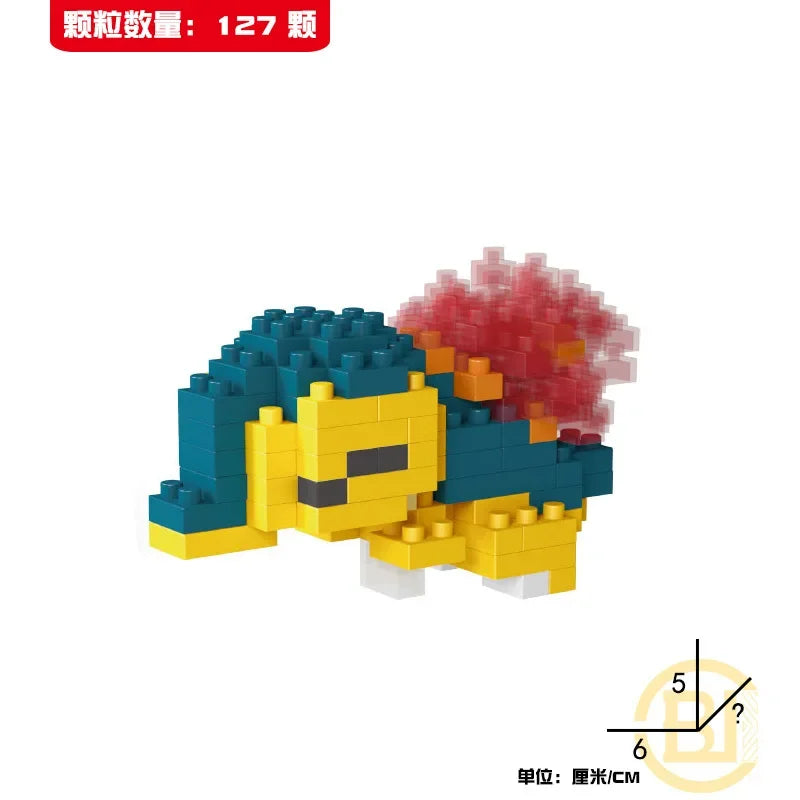 DIY Pokemon Blocks Small Cartoon Mini Building Block Pikachu Charizard Eevee Mewtwo Anime Assemble Action Model Dolls Toys