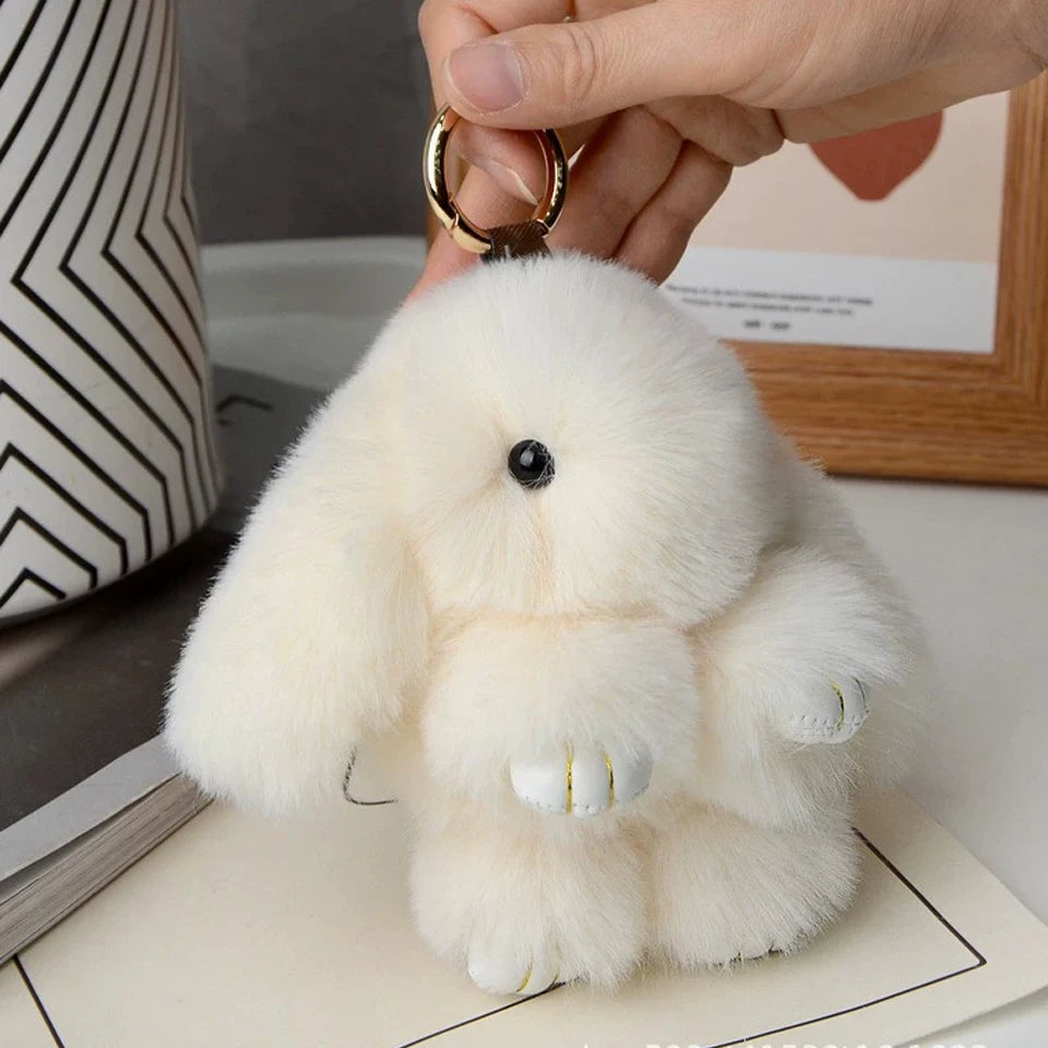 15cm Rabbit Fur Keychain Plush Bag & Car Charm