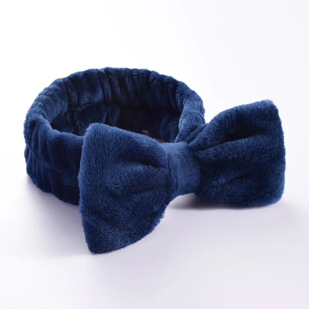 Coral Fleece Bow Spa Makeup Headband for Women