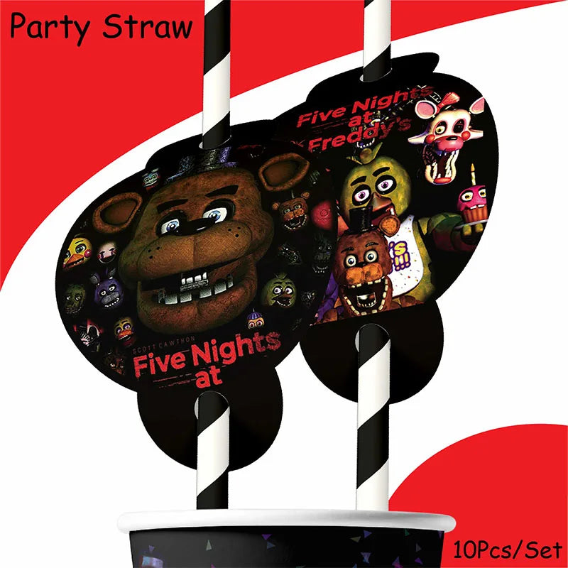 FNAF Five Nights Freddyed Birthday Party Decorations Kids Disposable Tableware Cup Plate Napkin Straw Baby Shower Supplies Event